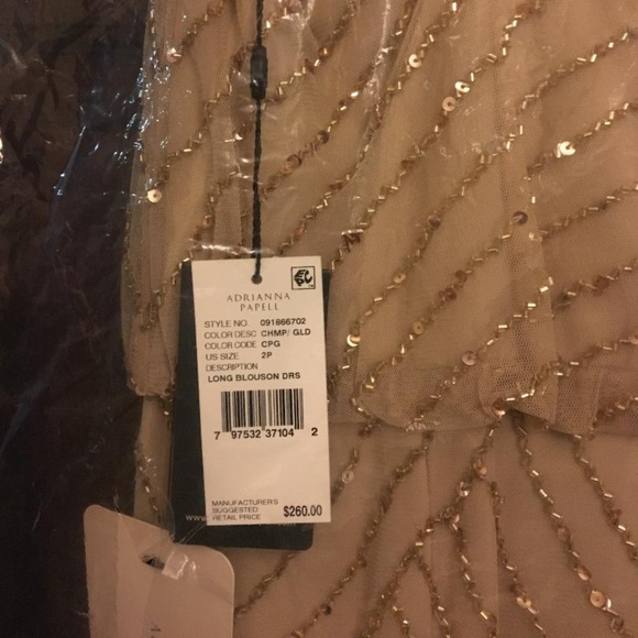 Adrianna Papell Art deco blouson beaded Champ/Gold - Picture 5 of 5